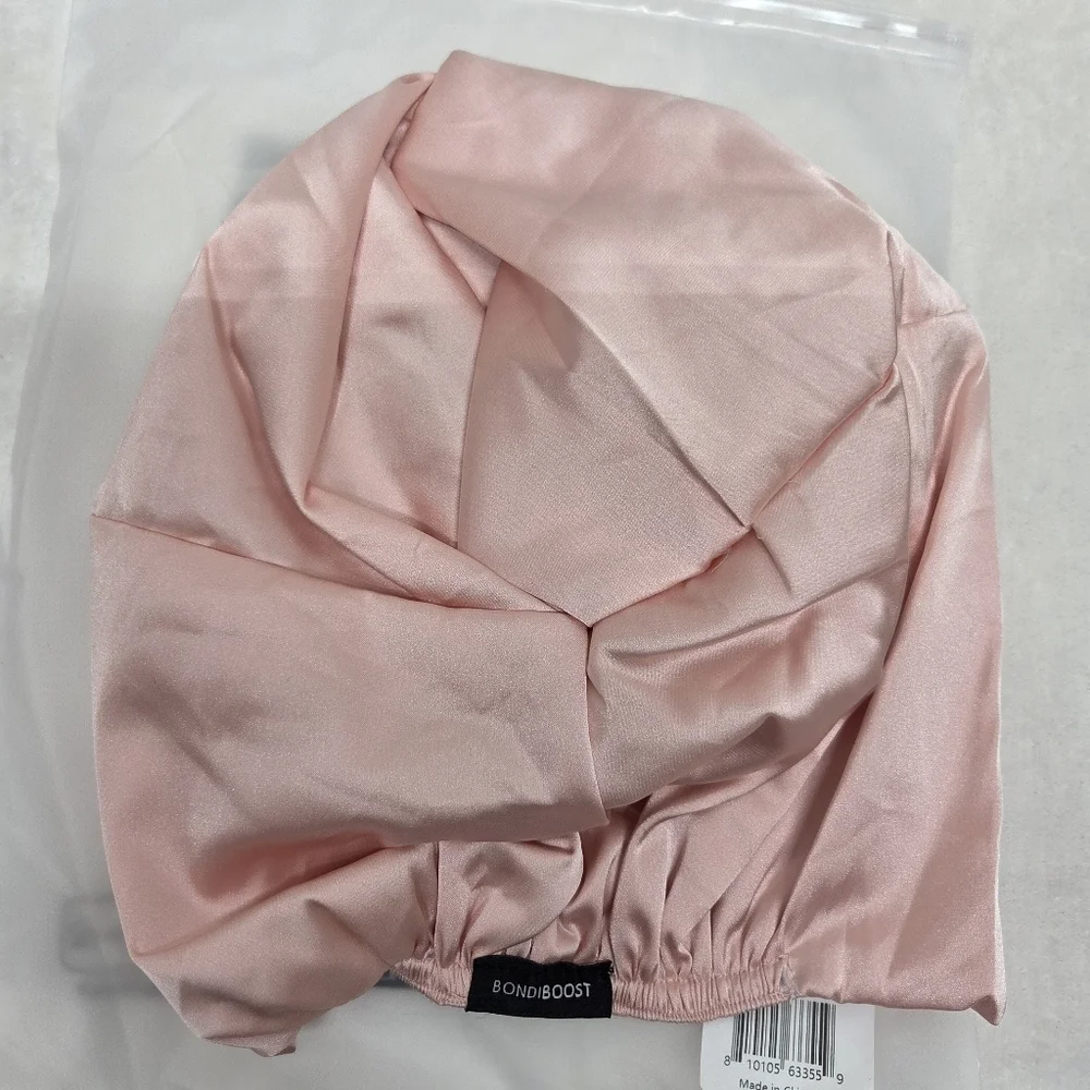 BondiBoost Pink Satin Hair Wrap Turban for Frizz-Free Hair - NIP